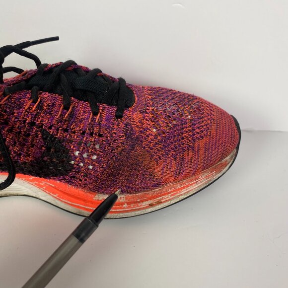 Nike Flyknit Racer Running Shoes Men's 8.5 Acai Berry Hyper Orange 526628 008 - Picture 11 of 16